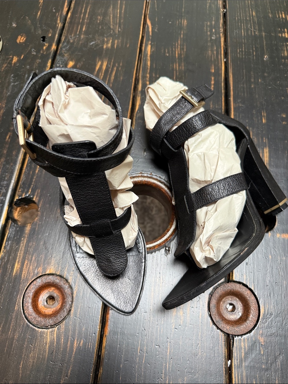 Givenchy Black Leather Strappy Heel Sandals